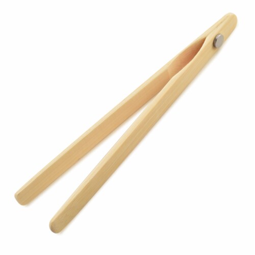 Bamboo Toaster Tongs with Magnet - Natural Wood Perspective: front