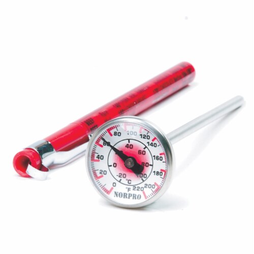 Norpro Instant Read Thermometer - Red/Silver Perspective: front