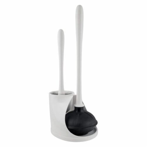 Plumb Craft Waxman 7506250 7.2 x 8.5 x 19.2 in. Plunger & Brush Caddy Combo, White Perspective: front