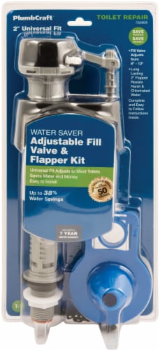 PlumbCraft® Toilet Adjustable Fill Valve and Flapper Kit Perspective: front