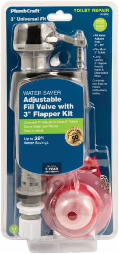 PlumbCraft® Water Saver Universal Toilet Fill Valve with Flapper Kit Perspective: front