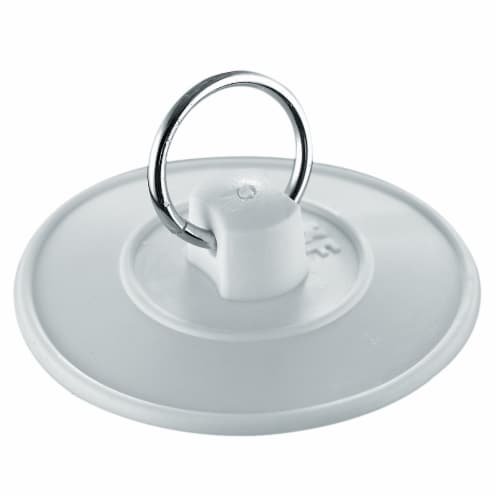 PlumbCraft® Basin Stopper with Vinyl Ring - White Perspective: front