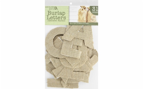 Leisure Arts Burlap Letters 3.25 Adhesive Natural Perspective: front
