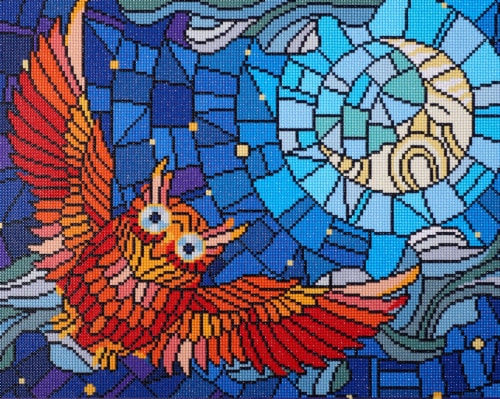 Diamond Art Kit 16x20 Advanced Stain Glass Owl Perspective: front