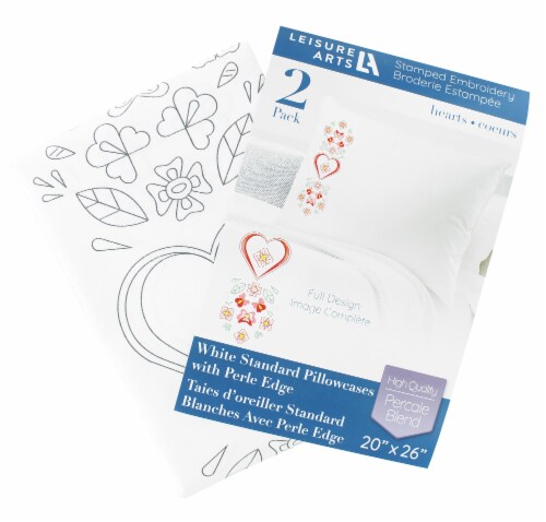 Leisure Arts Pillowcase 20x26 Hearts 2pc Perspective: front