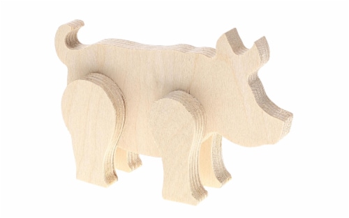 Leisure Arts Good Wood Standing Animal Pig Perspective: front