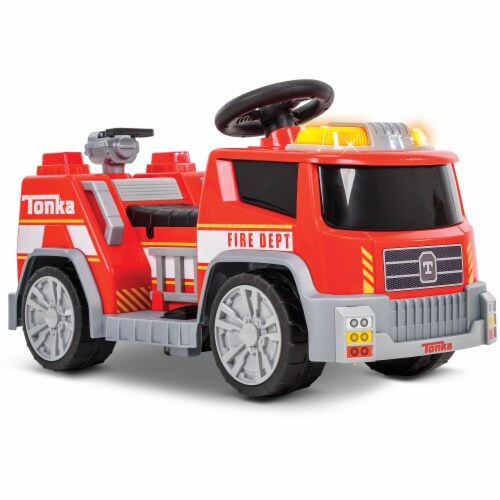 Huffy Tonka 6V Battery Powered Ride-On Fire Truck Mini Quad - Red Perspective: front