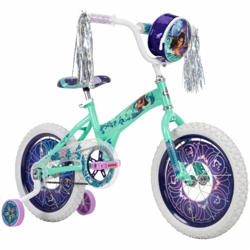 Huffy Disney's Raya Kid's Bike With Training Wheels - Green/Purple - Perspective: front