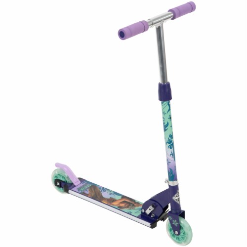 Huffy Disney's Raya Electro-Light 3 Wheeled Scooter - Purple/Teal Perspective: front