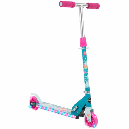 Huffy Disney's The Little Mermaid Electro-Light 3 Wheeled Scooter - Purple/Green Perspective: front