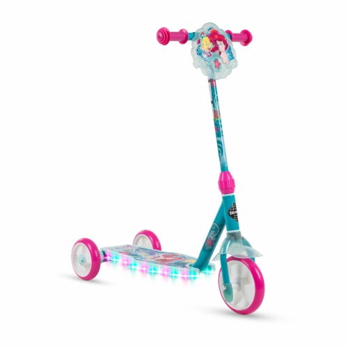 Huffy Disney The Little Mermaid Electro-Light 3 Wheel Scooter - Aqua/Pink Perspective: front