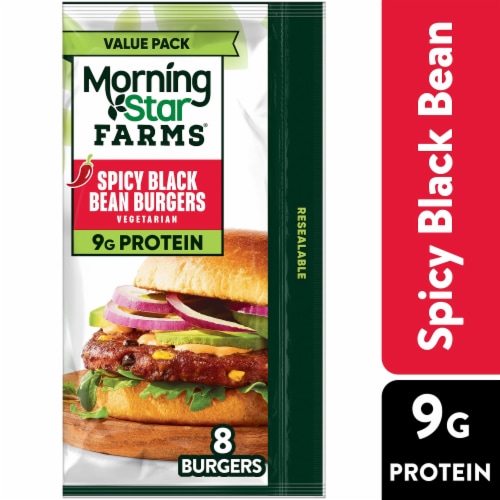 MorningStar Farms® Spicy Black Bean Value Pack Plant Based Veggie Burgers Perspective: front