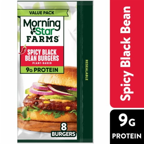 MorningStar Farms Spicy Black Bean Veggie Burgers Value Pack Perspective: front