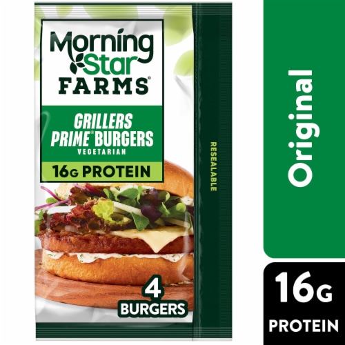 MorningStar Farms® Grillers Prime Plant Based Veggie Burgers Perspective: front