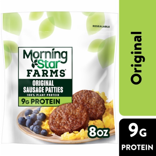 MorningStar Farms® Veggie Breakfast Original Vegan Sausage Patties Perspective: front