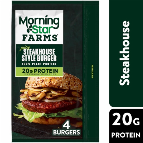 MorningStar Farms® Steakhouse Style Plant Based Veggie Burgers Perspective: front