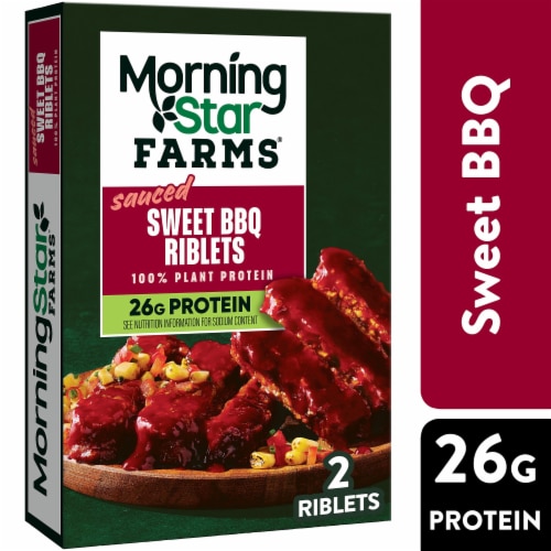 MorningStar Farms® Sweet BBQ Vegan Sauced Riblets Perspective: front