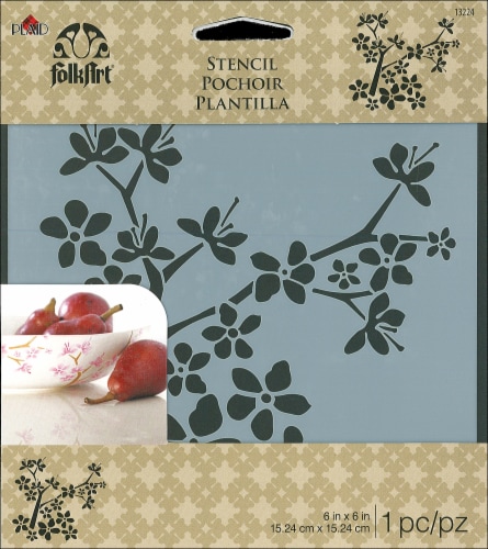 Plaid® Folk Art Cherry Blossom Stencil Perspective: front