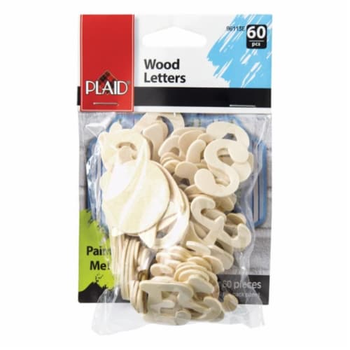 Plaid® Wood Letters for Scrapbooking 1 in / 60 ct Perspective: front