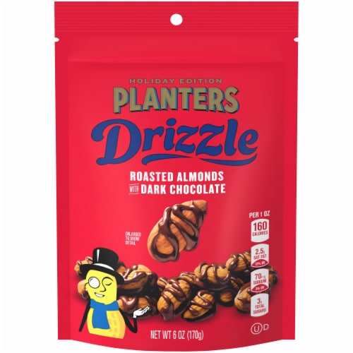 Planters Drizzle Dark Chocolate Roasted Almonds Perspective: front