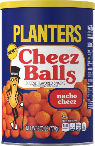 Planters Cheez Balls Nacho Cheez Cheese Flavored Snacks Perspective: front