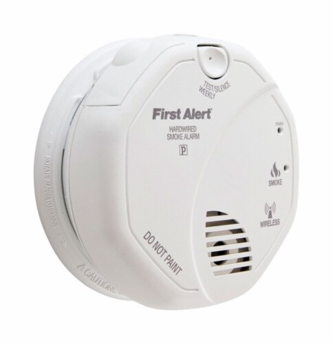 First Alert Hard-Wired w/Battery Back-up Photoelectric Smoke/Fire Detector - Total Qty: 1 Perspective: front