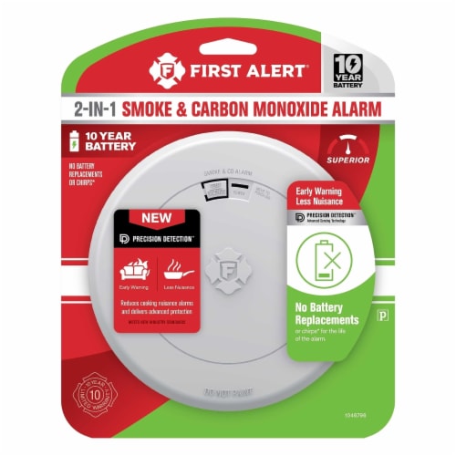 First Alert® 2-In-1 10-Year Battery Photoelectric Smoke & Carbon Monoxide Alarm Perspective: front