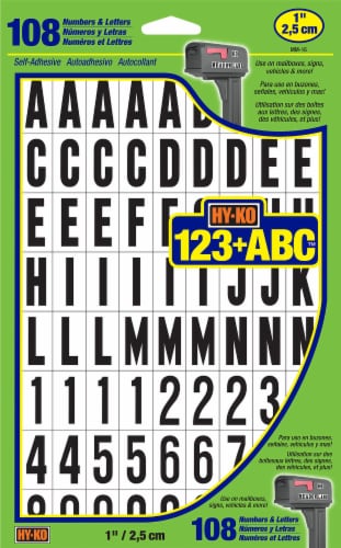 Hy-Ko Numbers & Letters - Black/White - 108 Pack Perspective: front