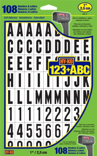 Hy-Ko Numbers & Letters - Black/White - 108 Pack Perspective: front