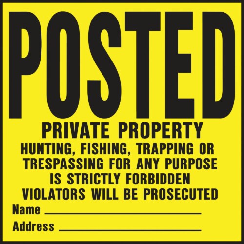 Hy-Ko Heavy Gauge Plastic Sign, Posted Private Property YP-1 Perspective: front