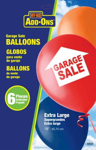 Hy-Ko Add-Ons Extra Large Garage Sale Balloons - 6 Pack Perspective: front