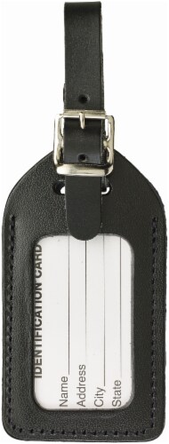 Lewis N. Clark® Leather Luggage Tag - Black Perspective: front
