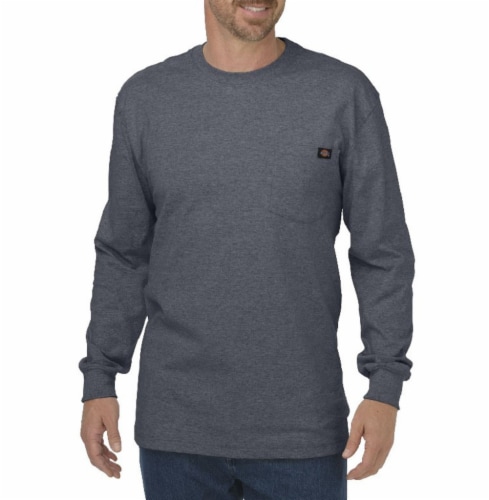Dickies Men's Heavyweight Long Sleeve Crew Neck T-Shirt - Charcoal Perspective: front