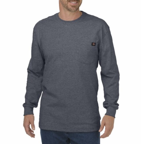 Dickies Men's Heavyweight Long Sleeve Crew Neck T-Shirt - Charcoal Perspective: front