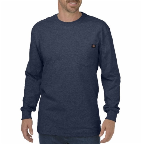 Dickies Men's Heavyweight Long Sleeve Crew Neck T-Shirt - Dark Navy Perspective: front
