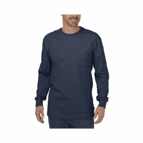 Dickies Men's Heavyweight Long Sleeve Crew Neck T-Shirt - Dark Navy Perspective: front