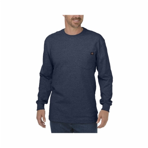 Dickies Men's Heavyweight Long Sleeve Crew Neck T-Shirt - Dark Navy, XL ...