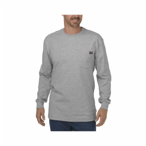 Dickies Long Sleeve Heavyweight Crew Neck T-Shirt - Heather Gray, L ...