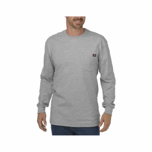 Dickies Men's Heavyweight Long Sleeve Crew Neck T-Shirt - Heather Gray ...