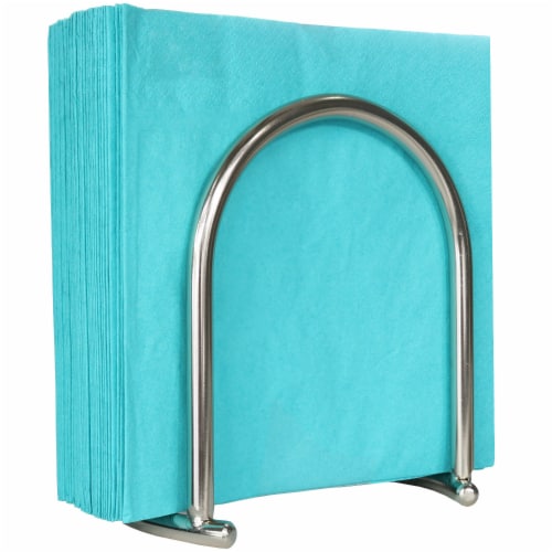 Blue Donuts Napkin Holder Satin Nickel Perspective: front