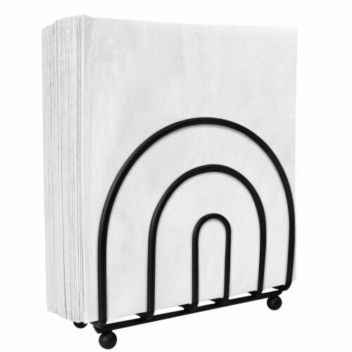 Blue Donuts Black Napkin Holder Perspective: front