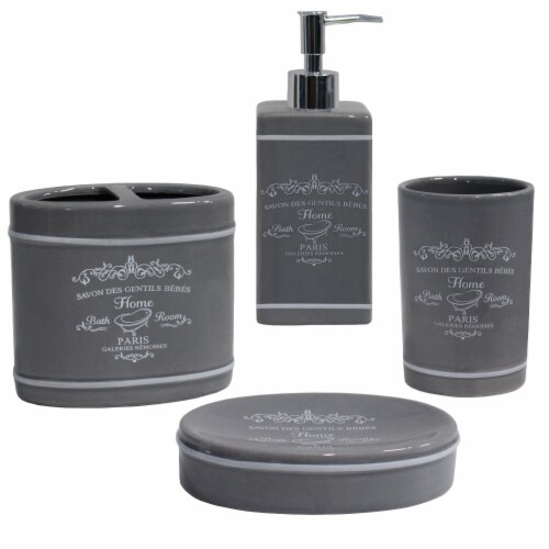 4 Piece Bathroom Accessory Set - Includes Soap Dispenser