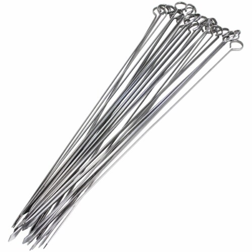 17 inch BBQ Skewers Set of 24, Used for Barbecuing Meat, Stainless Steel Barbeque Accessories Perspective: front
