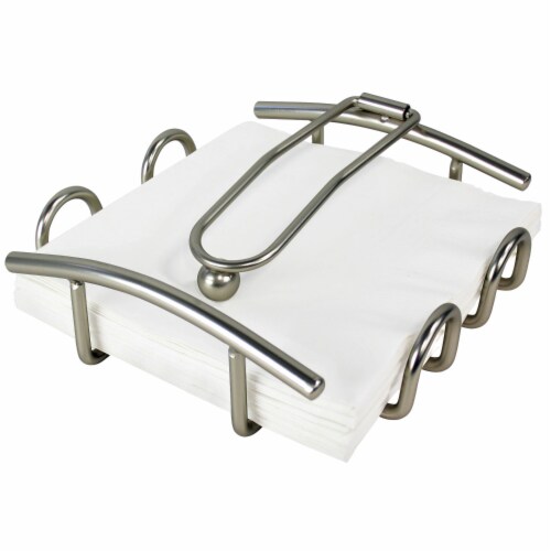 Blue Donuts Satin Nickel Napkin Holder Perspective: front