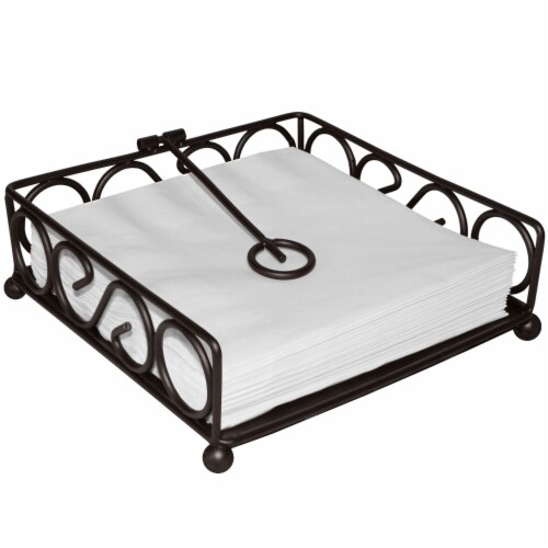 Blue Donuts Scroll Collection Bronze Flat Napkin Holder Perspective: front