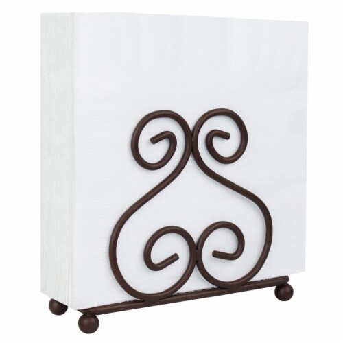 Blue Donuts Scroll Collection Steel Napkin Holder Freestanding for Kitchen Countertop, Bronze Perspective: front