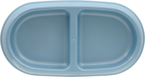Petmate Small Oval Plastic Double Bowl Pet Food Dish Perspective: front