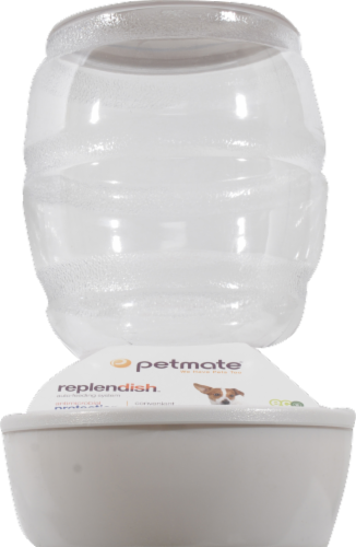 Petmate® Replendish® Pet Feeder Waterer With Microban - Pearl Silver Gray Perspective: front