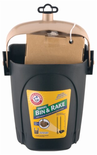 Arm & Hammer Plastic Swivel Bin & Rake Waste Shovel - Black Perspective: front