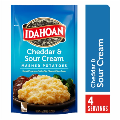 Idahoan Cheddar & Sour Cream Mashed Potatoes Perspective: front